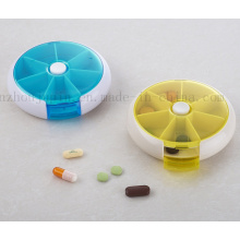 Mini boîte de médecine de compartiment en plastique de plateau tournant rond portatif d&#39;OEM